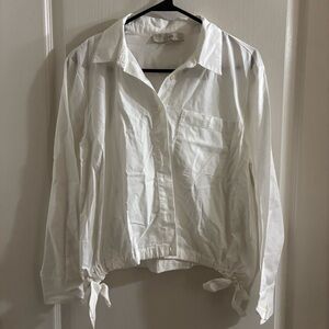 LOFT Classic White Collared Blouse